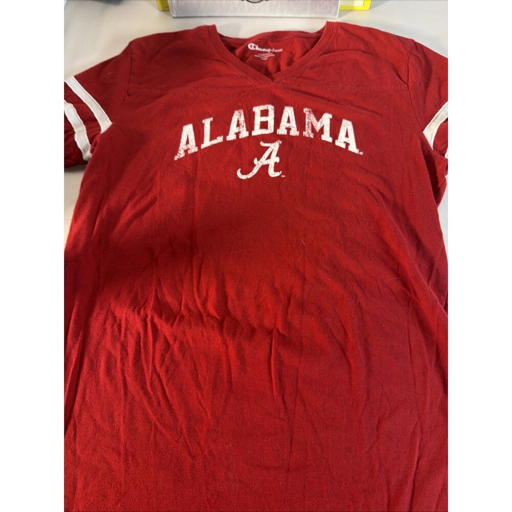 Kids National Collegian x Alabama Crimson Tide red white ringer shirt size Large